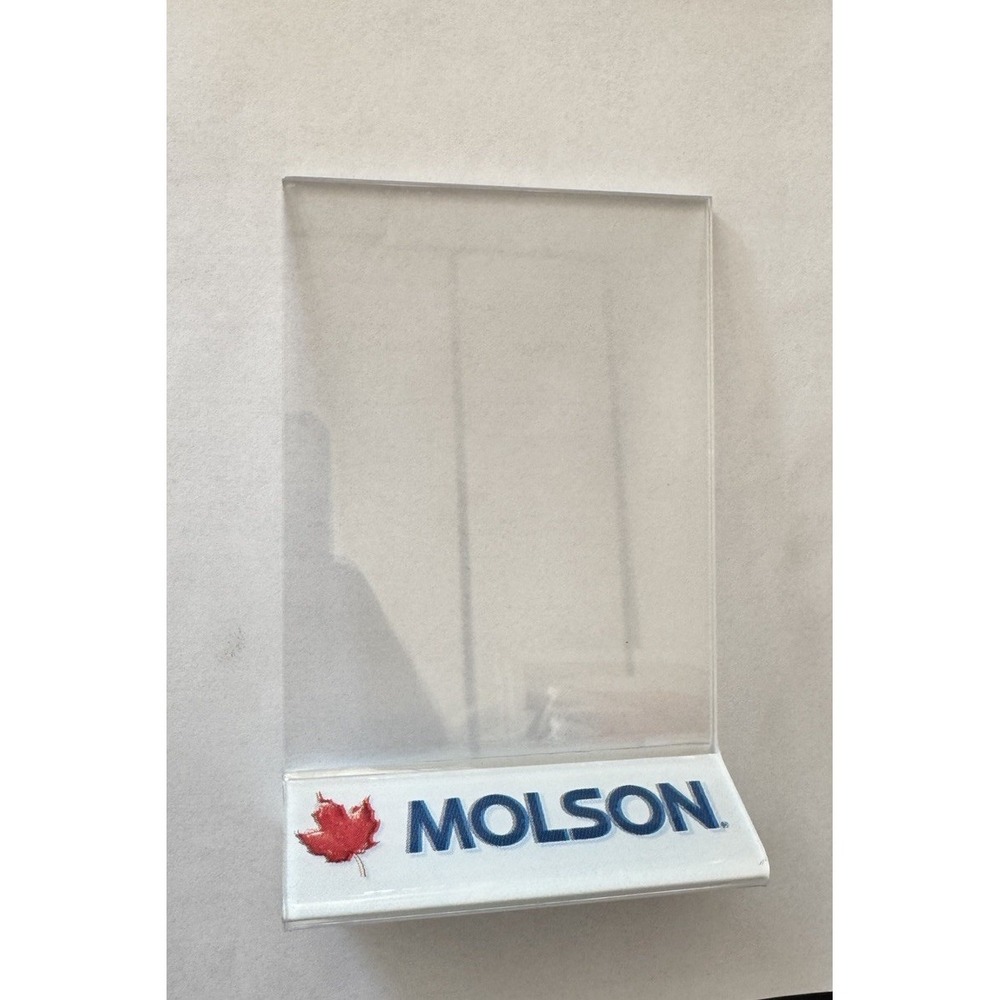 Molson Canadian Plexiglass Table Top Card Menu Picture Holder Stand